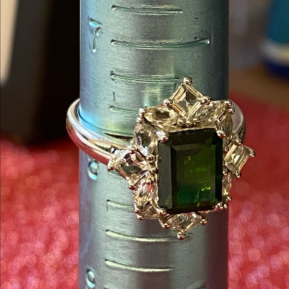 Green Chrome Diopside Rhodium Over Silver Ring - Picture 10 of 11